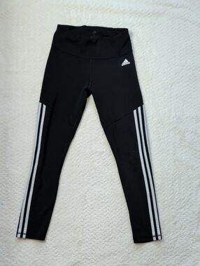 adidas Black Leggings with White Triple Side Stripes
